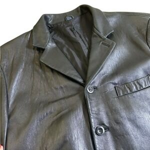 Kenneth Cole Reaction Y2K Smooth Lamb Leather Blazer Jacket‎ XXL Black